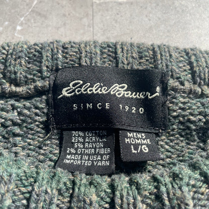 00s Eddie Bauer Made in USA Washed Green Textured Knit