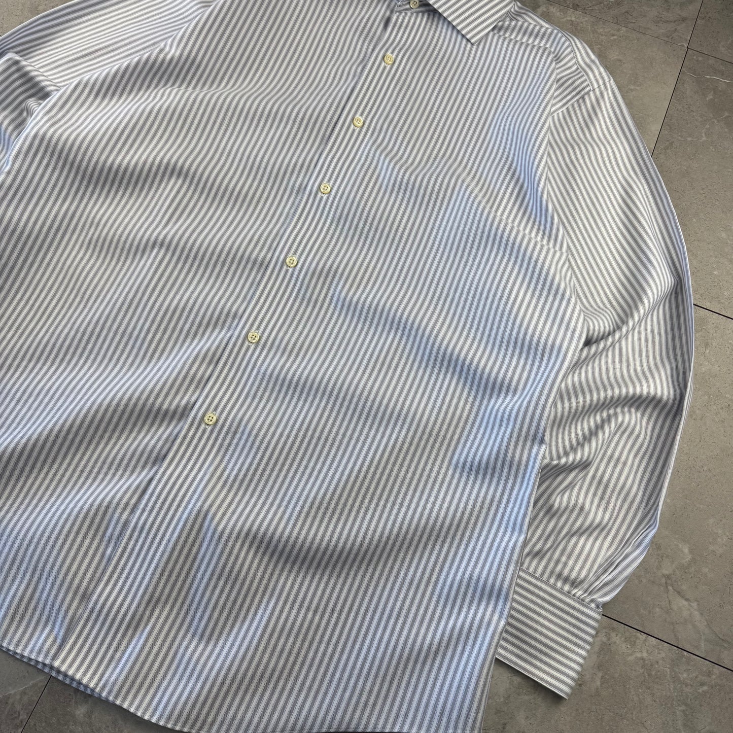 00s Brooks Brothers 346 Light Blue Slim Fit Striped Shirt