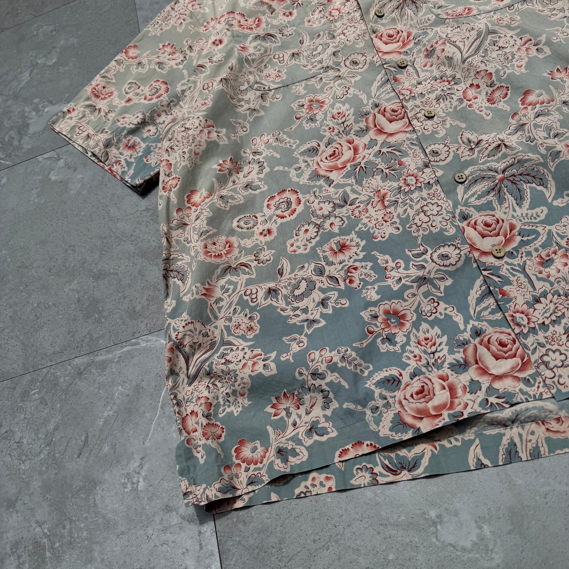90s-00s Ralph Lauren Rare Floral Graphic Open Collar Shirt KiiChain Clothing