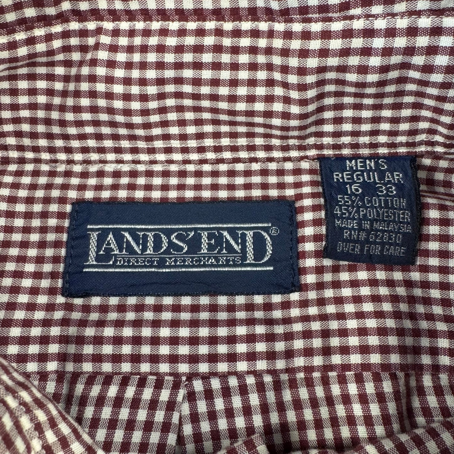 90s Lands' End Red & White Checkered Button Down Shirt