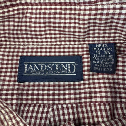 90s Lands' End Red & White Checkered Button Down Shirt