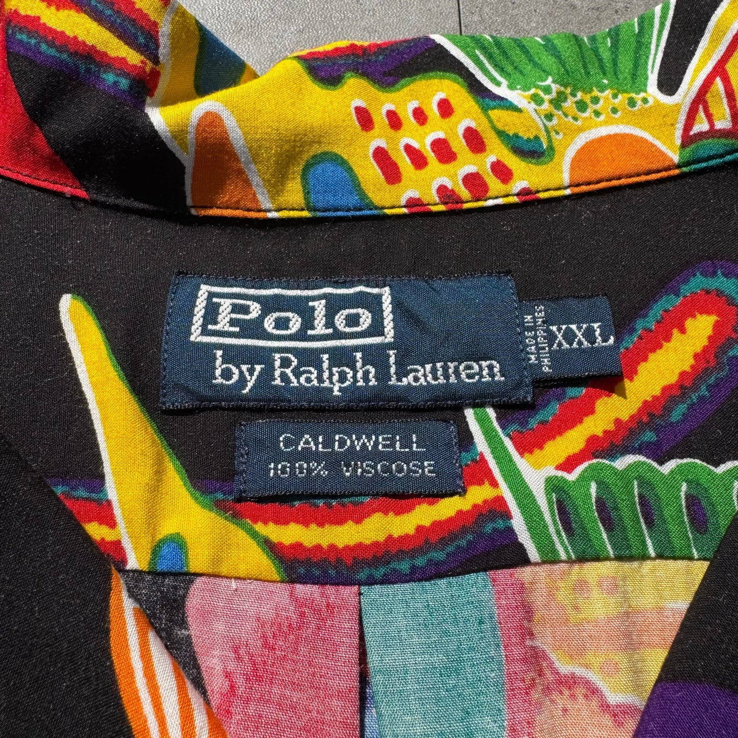 90s-00s Ralph Lauren “Caldwell” 100% Viscose Rare Fish Open Collar Shirt KiiChain Clothing