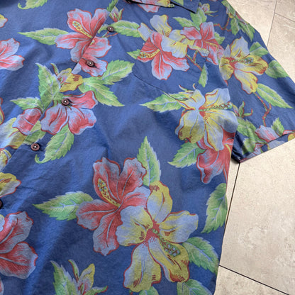 00s~ Polo Ralph Lauren Navy Hibiscus Open Collar Shirt XXL