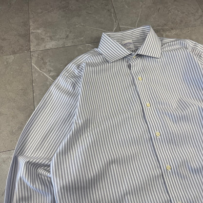 00s Brooks Brothers 346 Light Blue Slim Fit Striped Shirt