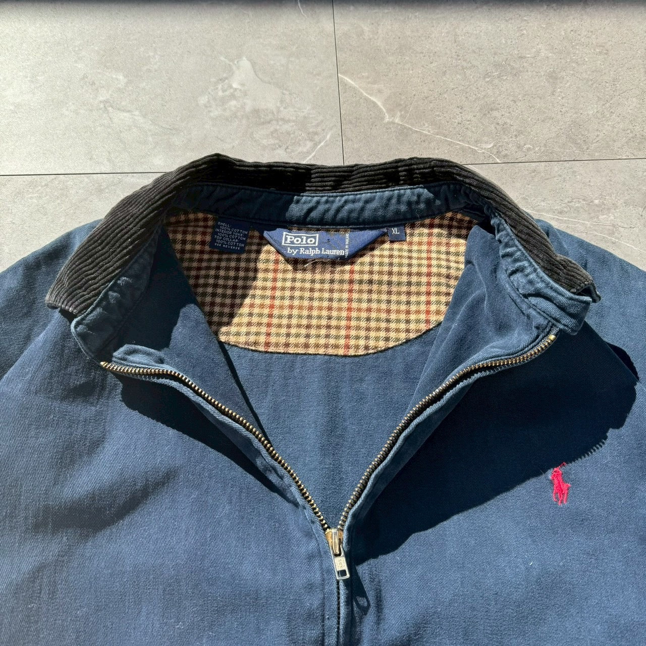 90s Ralph Lauren Navy Corduroy Collar Swing Top Jacket