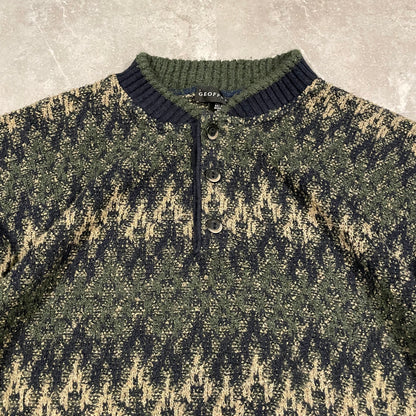 00s Geoffrey Beene Made in Italy Design Henley Knitted Sweater