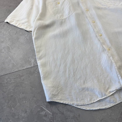 00s Polo by Ralph Lauren “Beach Camp” No-Pony Linen x Silk White Open Collar Shirt XL