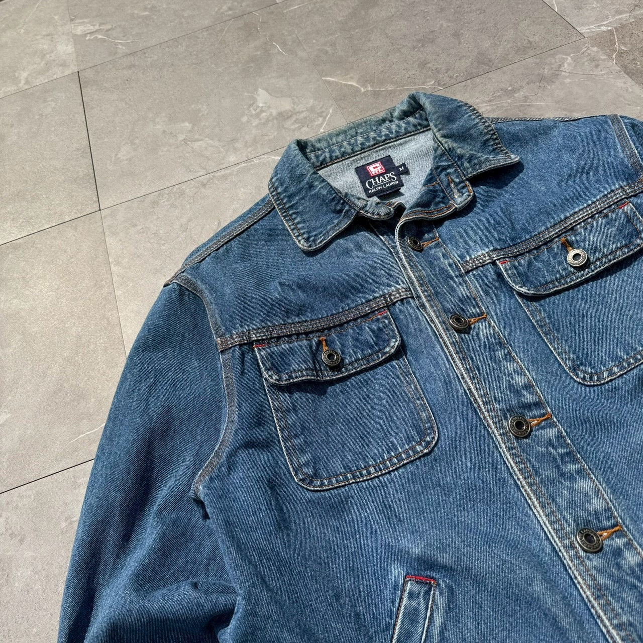 90s CHAPS Ralph Lauren Embroidered Logo Denim Jacket