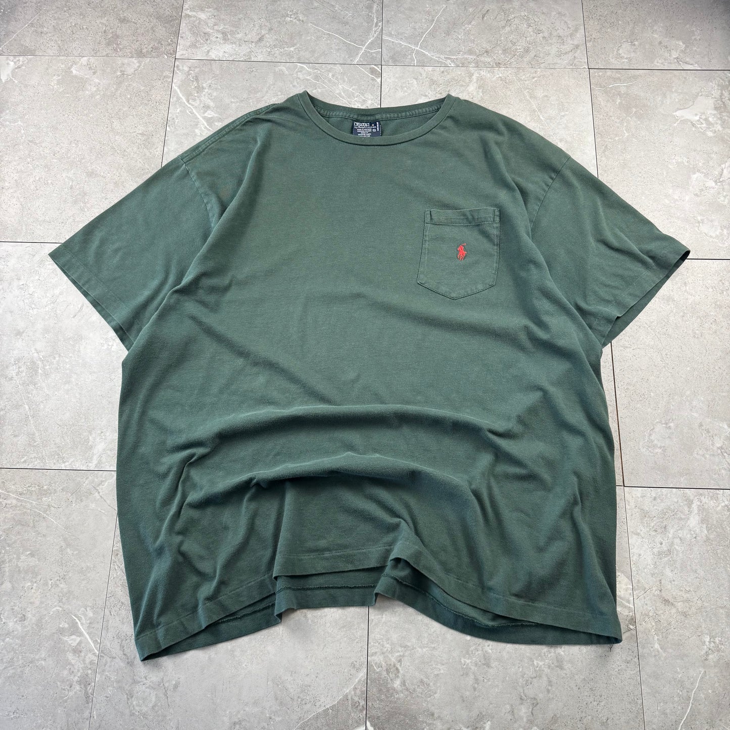 90s Polo by Ralph Lauren Green Pocket Logo Single Stitch T-Shirt