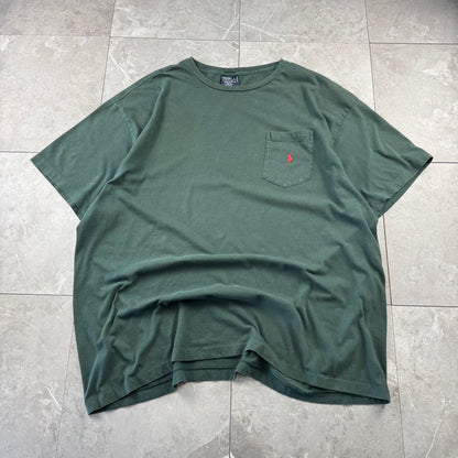 90s Polo by Ralph Lauren Green Pocket Logo Single Stitch T-Shirt