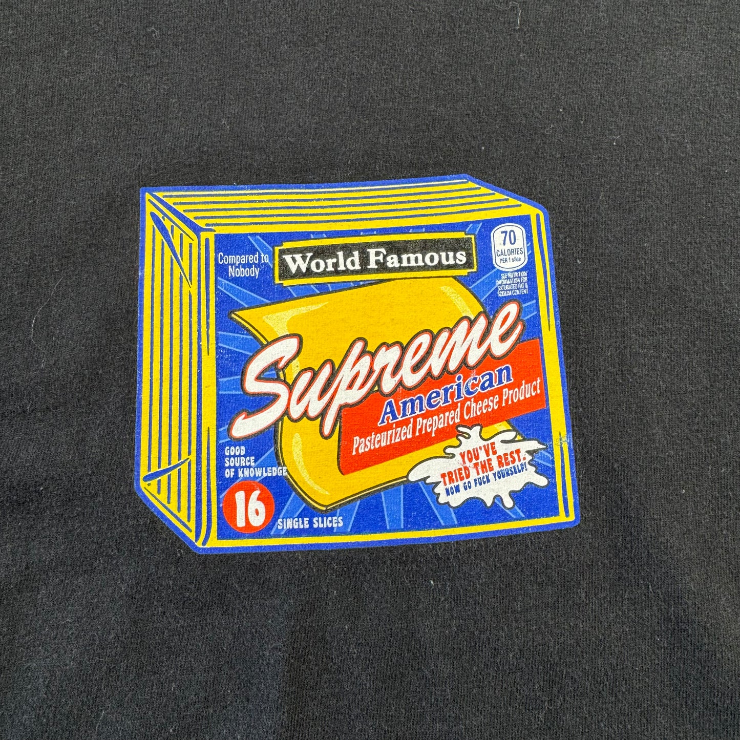 00s~ Supreme Block Cheese Made in USA Graphic T-Shirt