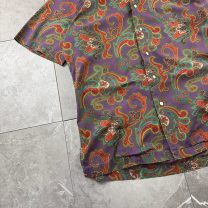 80s Polo by Ralph Lauren Rare Purple Made in USA Paisley Open Collar Shirt