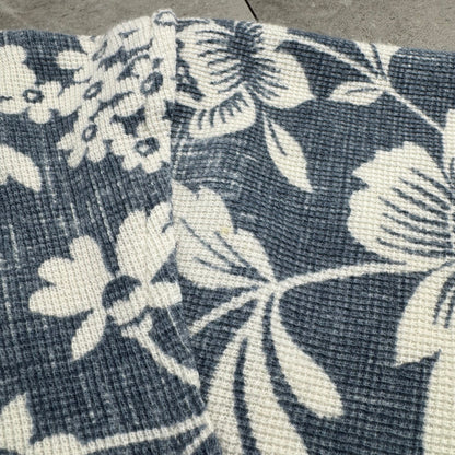 90s Polo by Ralph Lauren Navy Cotton Knit Floral Open Collar Shirt