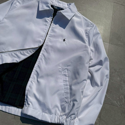 90s Ralph Lauren Rare White Polyester Flannel Lined Swing Top Jacket