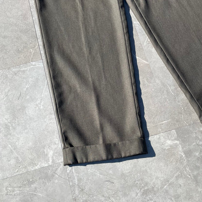 00s Perry Ellis Portfolio Two-Tuck Pleated Green/Brown Slacks 34x30