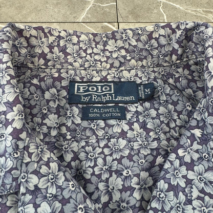 00s Polo by Ralph Lauren Caldwell Blue Flower Open Collar Shirt