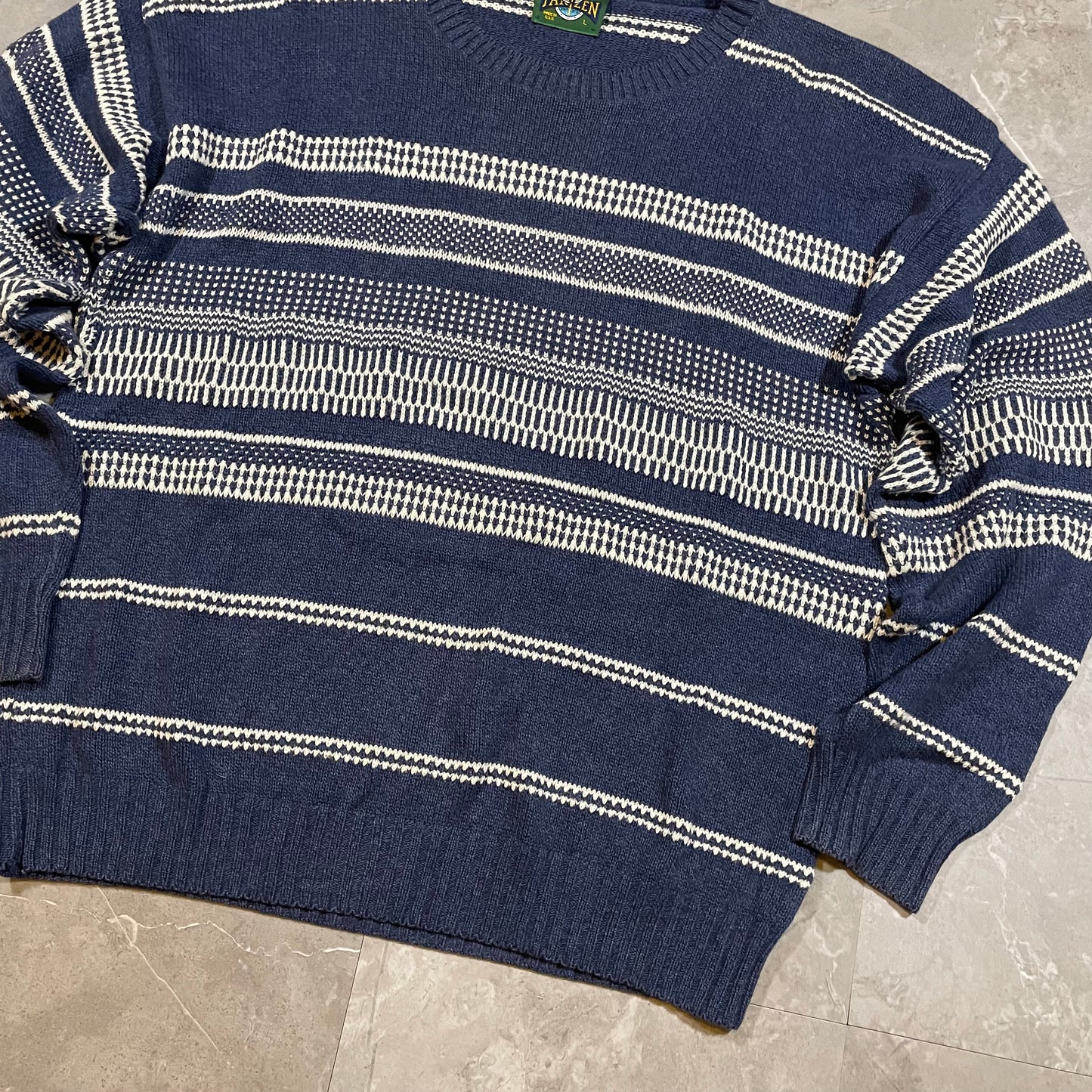 90s Jantzen Made in USA Navy Design Knit