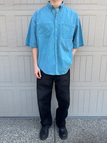 90s Cambridge Classics Faded Blue Button Down Short Sleeve Shirt XL