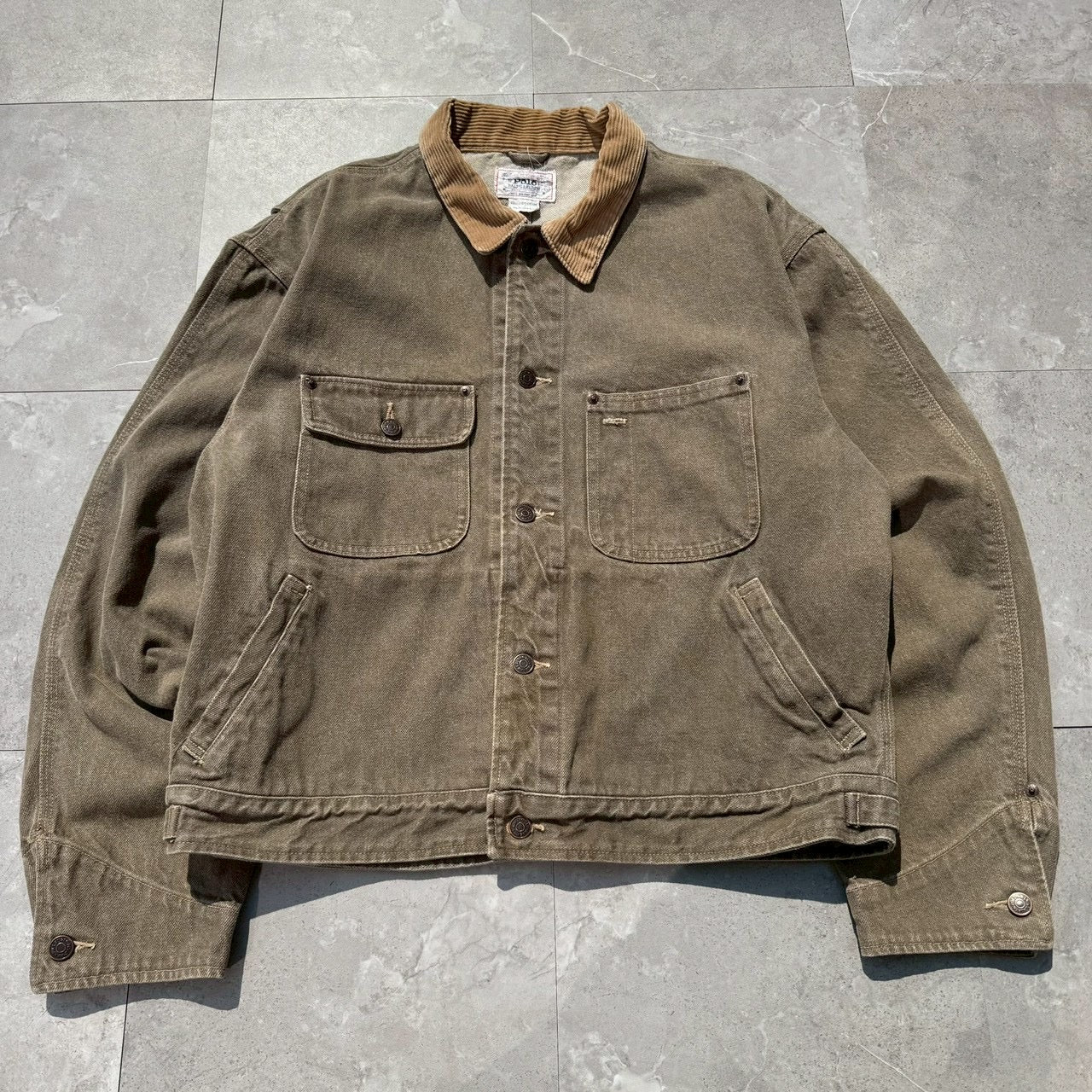 80s-90s Polo Ralph Lauren Corduroy Collar Canvas Trucker Jacket