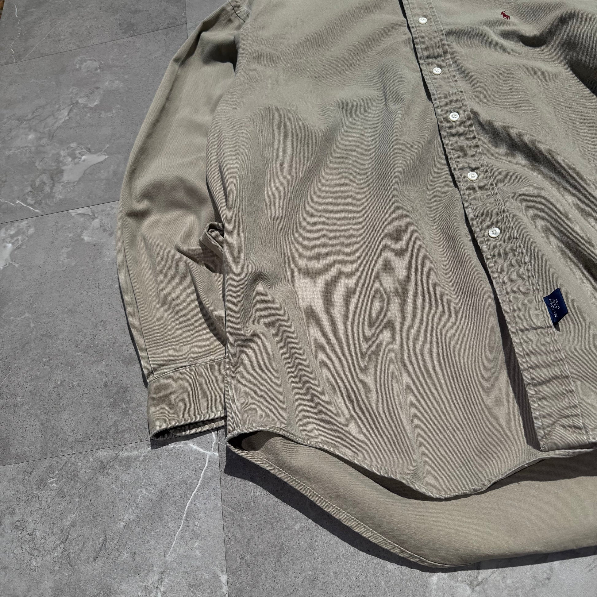 90s Ralph Lauren Beige Heavyweight Button Down Shirt KiiChain Clothing