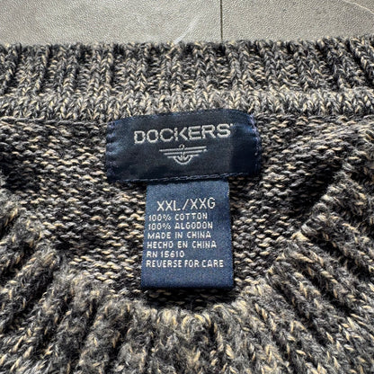 90s-00s Dockers Gray/Beige Checkered Cotton Knit