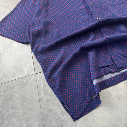00s Polo by Ralph Lauren Clayton Purple Dot Pattern Rayon Open Collar Shirt M