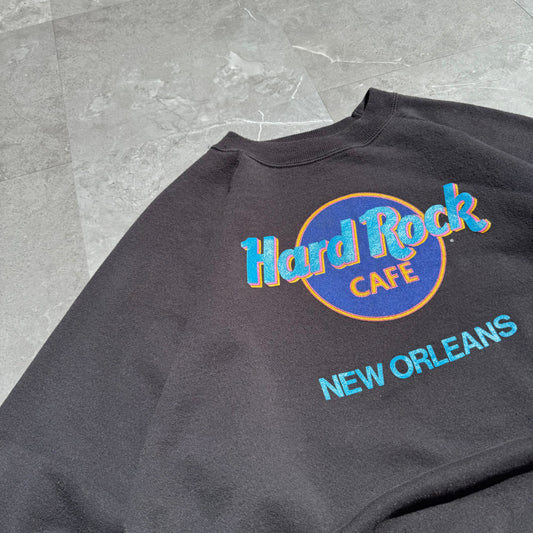 90s Hanes Hard Rock Cafe New Orleans Made in USA Black Crewneck Sweatshirt KiiChain Clothing