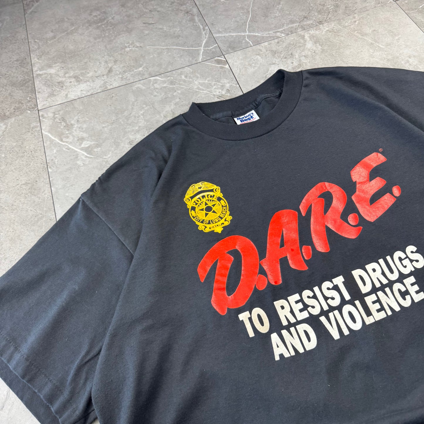 80s-90s Murina’s Best Premium Weight D.A.R.E. Black Single Stitch Graphic Made in USA T-Shirt