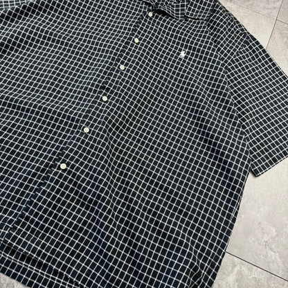 00s Polo Golf Ralph Lauren Caldwell Black Checkered Open Collar Shirt