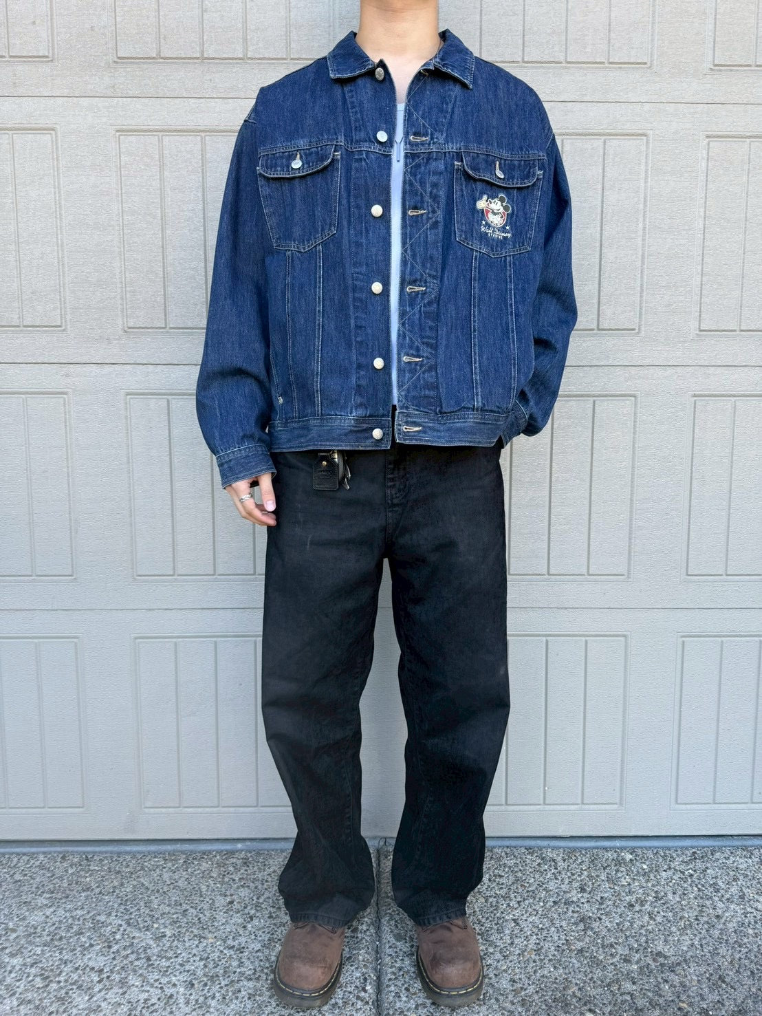 90s The Disney Store Mickey Mouse Embroidered Logo Denim Jacket