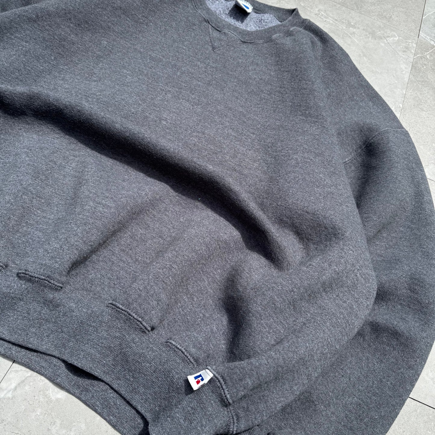 90s Russell Athletic Made in USA Dark Gray Sweatshirt KiiChain Clothing