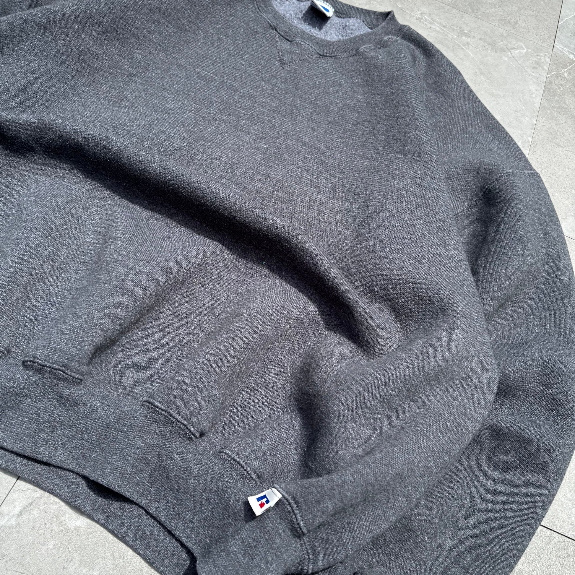 90s Russell Athletic Made in USA Dark Gray Sweatshirt KiiChain Clothing