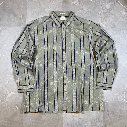 90s Deadstock Basic Elements Striped Pattern Shirt