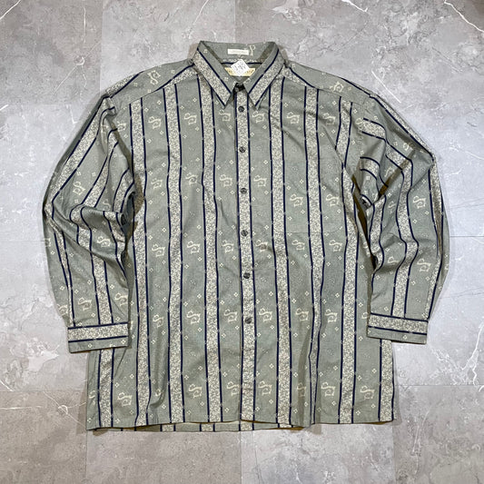 90s Deadstock Basic Elements Striped Pattern Shirt