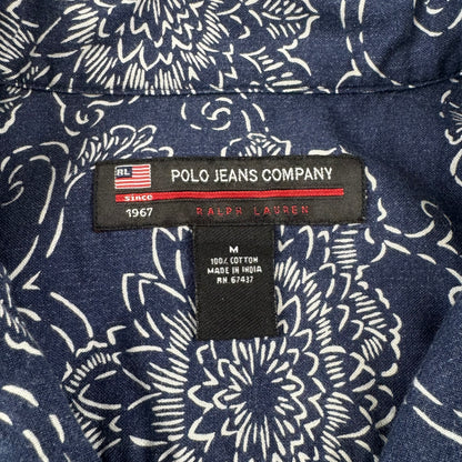 00s Ralph Lauren Polo Jeans Co. Navy Floral Open Collar Shirt