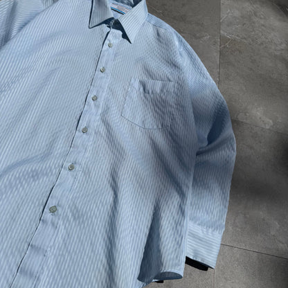 70s-80s Sears Seersucker Light Blue Shirt KiiChain Clothing