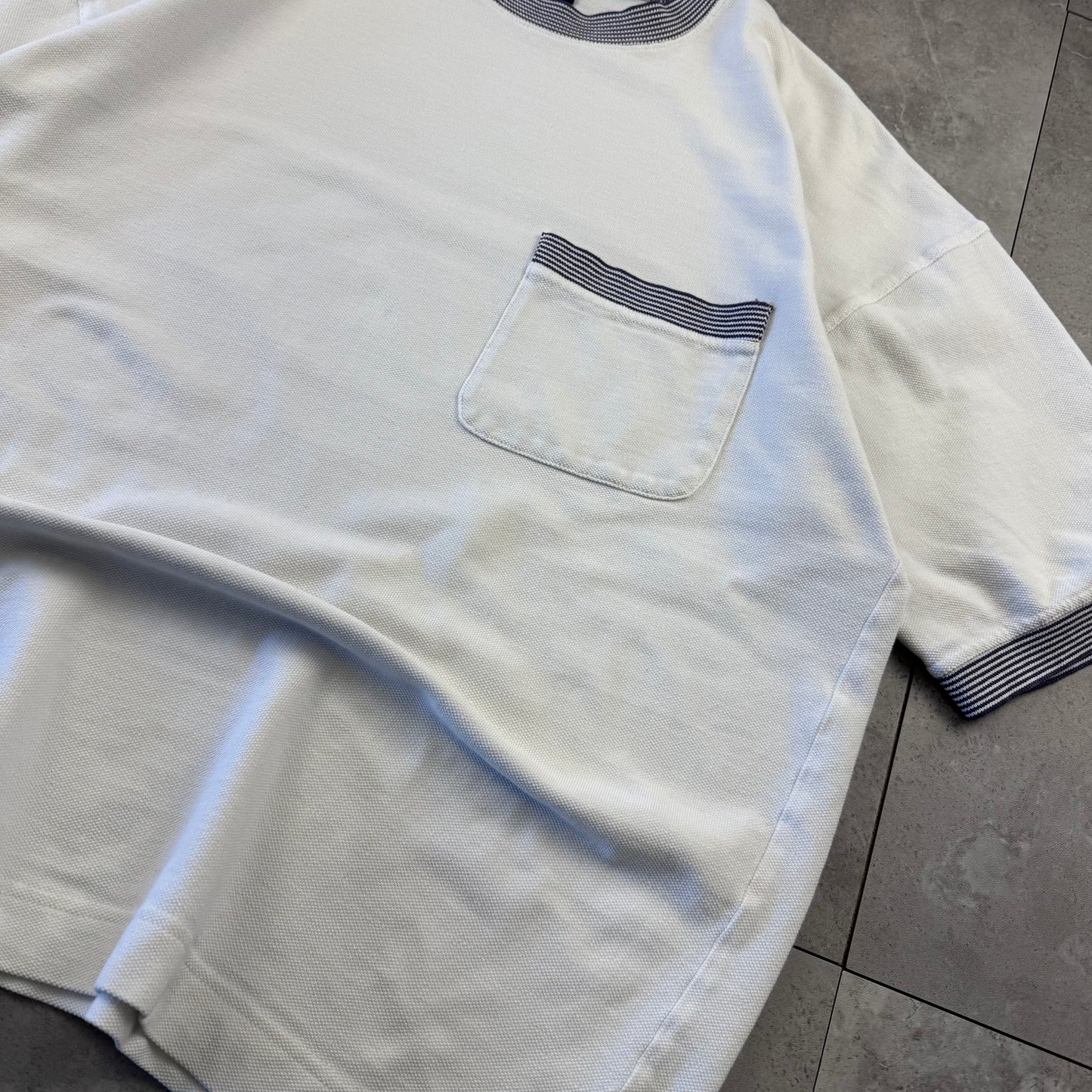 90s Old Gap White Ringer Knit Textured Ringer T-Shirt