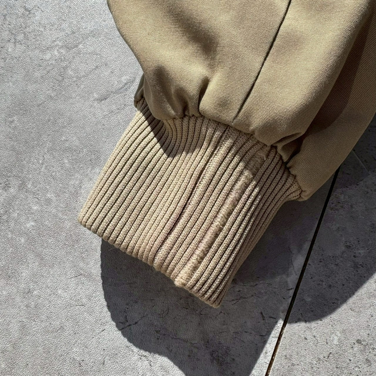 70s-80s Izod x Lacoste Beige Tan Flannel Lined Harrington Jacket