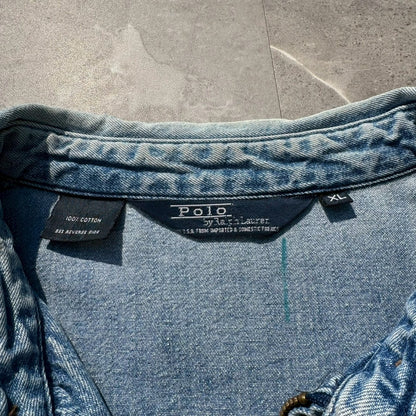 80s-90s Ralph Lauren Light Blue No-Pony Denim Swing Top Jacket