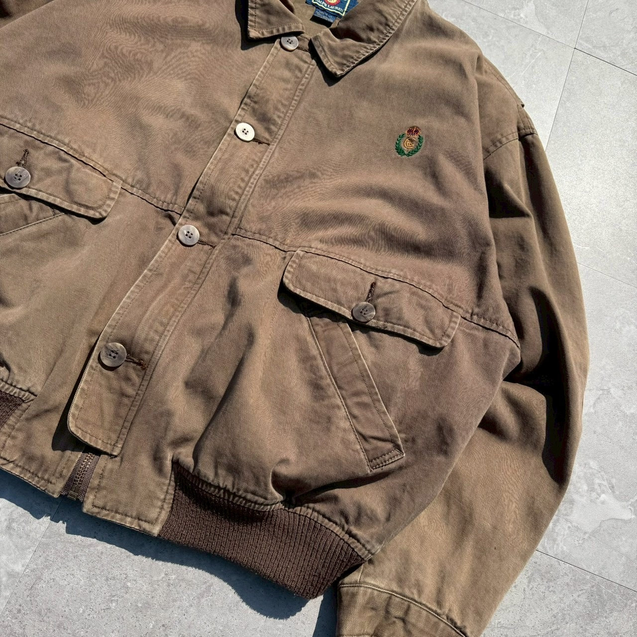 80s Chaps Ralph Lauren Dark Brown Dual Pocket Bomber Jacket