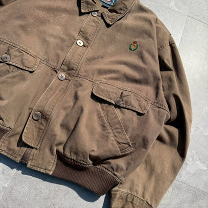 80s Chaps Ralph Lauren Dark Brown Dual Pocket Bomber Jacket