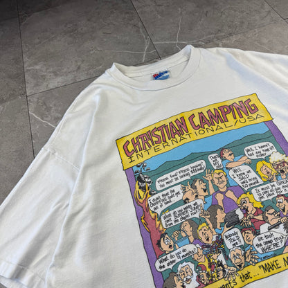 90s Hanes Beefy-T Christian Champic White Single Stitch Comic Graphic T-Shirt