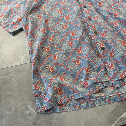 00s Polo by Ralph Lauren Clayton Blue Paisley Open Collar Shirt