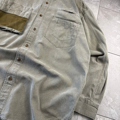 80s-90s Banana Republic Faded Khaki Multi Mesh Pocket Safari Shirt