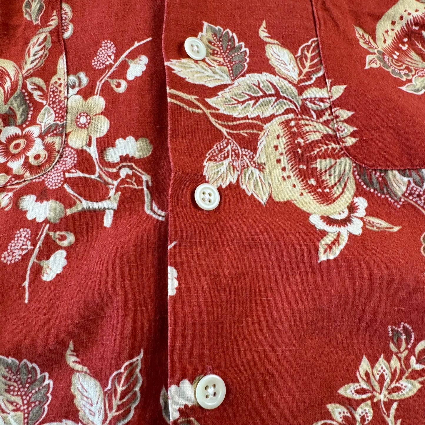 00s Polo by Ralph Lauren Vintage Camp Red Floral Open Collar Shirt