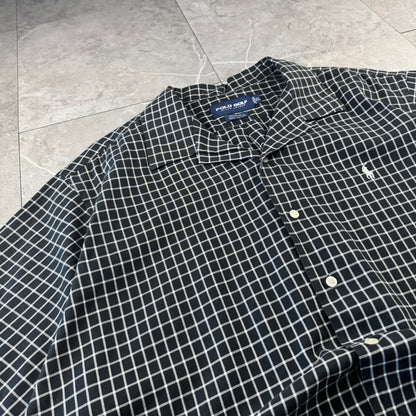 00s Ralph Lauren Polo Golf Caldwell Black Checkered Open Collar Shirt XL