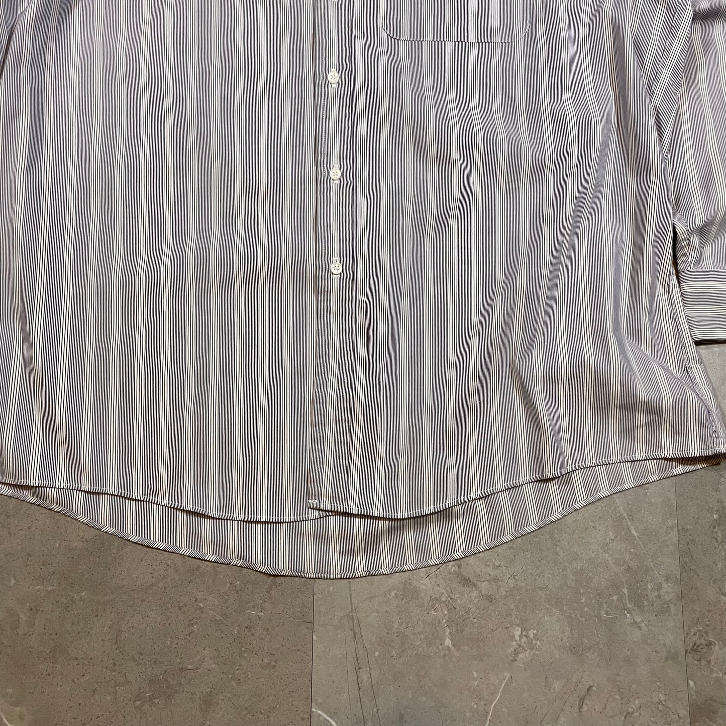 90s Arrow Collection Gray Striped Stand Collar Shirt