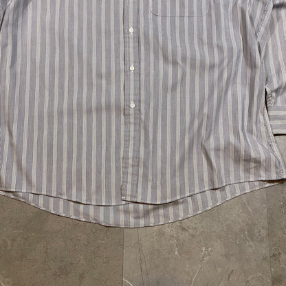 90s Arrow Collection Gray Striped Stand Collar Shirt