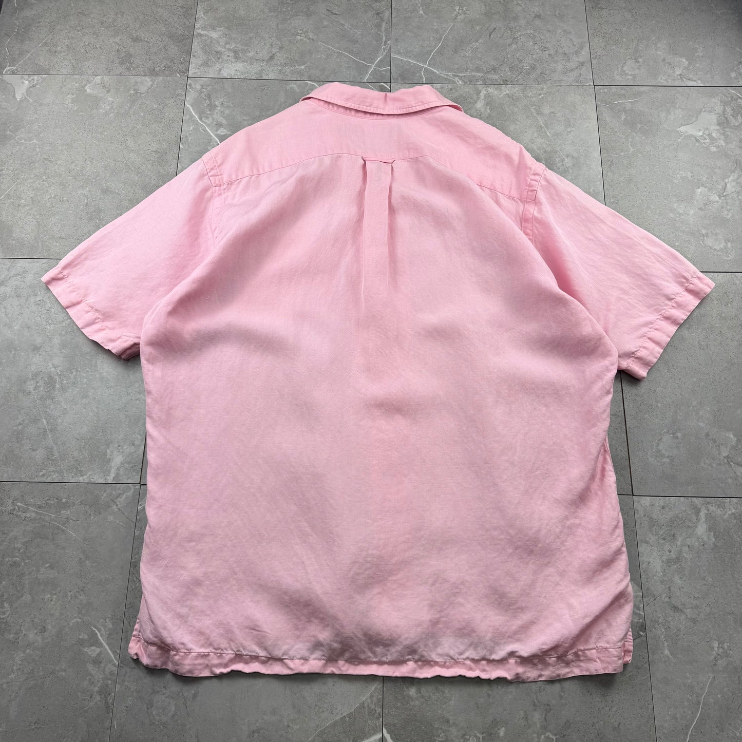00s Polo by Ralph Lauren Caldwell Pink Linen x Silk Open Collar Shirt
