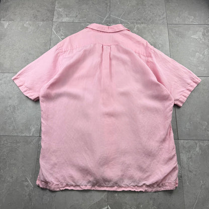 00s Polo by Ralph Lauren Caldwell Pink Linen x Silk Open Collar Shirt